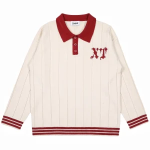 Men Sweater Winter Casual Jacquard Letter Knitwear Loose Pullover Rib Jumper Knit Polo Shirt Knitted Sweater for Men