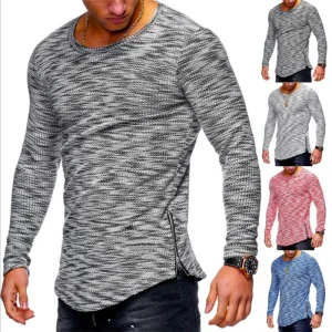 Quality Spring Mens Long Sleeve T-shirt High Quality Zip Casual T-shirts
