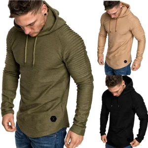 Mens Long Sleeve T-Shirt Hooded Sweater Solid Color Personalized Hooded T-Shirt