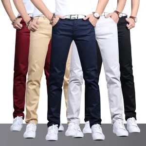 Latest Design Spring New Mens Fashionable Work Pants Breathable Casual Slim Pants