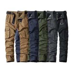 Supplied Four Seasons Men's Casual Pants Youth Multi-Pocket Straight Trousers 100% Cotton Cross-Border