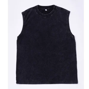 Men's Women's 230g Heavy Weight Cotton Sleeveless T-Shirt Retro Loose Casual Vest Oversize Distressed Sleeveless Men's T-Shirt