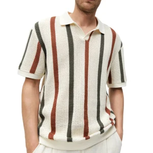 Men Sweater Hollow Out Short Sleeve Knitwear Spring Knitted Sweater Men