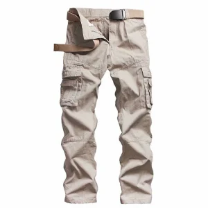 Hot Men's Casual Pants Plus Size Spring Autumn Multi-Pocket Straight Overalls Loose Sports Canvas Pants