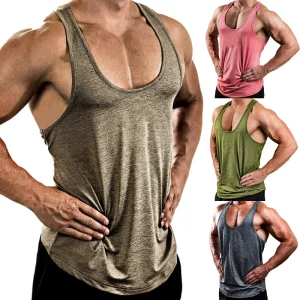Men Summer Fashion Casual Slim Fit Vest Sport Sleeveless T-shirt Quick Dry Fitness Tees