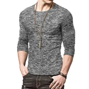 High Quality Men's Long Sleeve T-shirt 95% Polyester 5% Spandex Tshirt Autumn and Winter Men's Bottoming Shirts