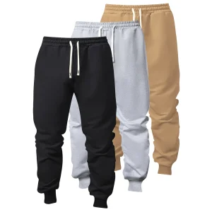 High Street Men's Casual Sweatpants High Quality Cross-Border New Mid-Waist Solid Color Long Pants for Youth Straight Worsted