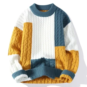 Men Sweater Cable Pattern Knitwear Crew Neck Pullover Knit Jumper Winter Design Knitted Sweater for Men