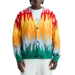 Mohair Sweater Men Fuzzy Long Sleeve Casual Knitwear Winter Jacket Coat Knitted Jumper Mohair Cardigan Sweater