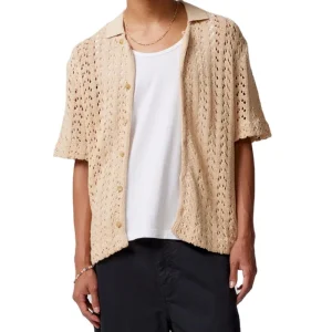 Polo Short Sleeve Button-Down Men Sweater Hollow  Sleeve Cardigan Knit Top Spring Knitted Sweater for Men