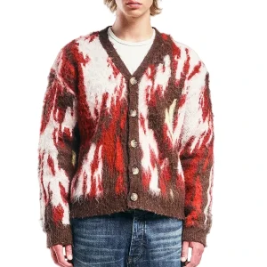 Men Knitted Mohair Sweater Furry Long Sleeve Knitwear Winter Warm Jumper Knit Coat Men Fuzzy Mohair Cardigan Sweater