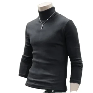 Plus Size Turtleneck Long Sleeve T-shirts Elastic Loose Men's Tops