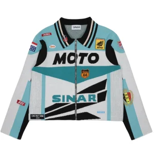 Sweater Winter Casual Knitwear Zip up Motorcycle Jumper Graphic Track Coat Vintage Racing Jacket Men Knitted Sweater