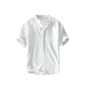 Provide Stylish Casual Shirts for Men Stand Collar Short Sleeve Shirts