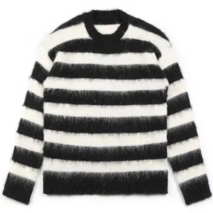 Men Sweater Pullover Jacquard Pattern Crew Neck Knitwear Winter Casual Jumper Knitted Mohair Knit Sweater