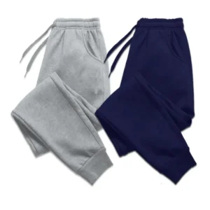 Men's Plus Size Fleece-Lined Fitness Running Casual Pants Loose Fit Mid Waist Flat Front Straight Pattern