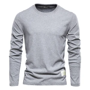 Men's Fit Slim Crew Neck Stretch Fishing Shirt Blank Plain Long Sleeved T Shirt