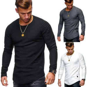 Men's Long Sleeve Fashion Slim Bodycon Casual Street Style T- Shirt