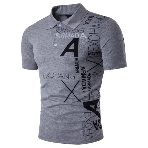 Summer Mens Short Sleeve T Shirt Sports Lapel Polo T-Shirt