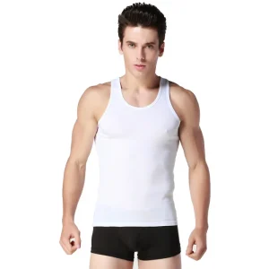 Summer Mens Cotton Round Neck Bottom Vest Fitness Slim Vest