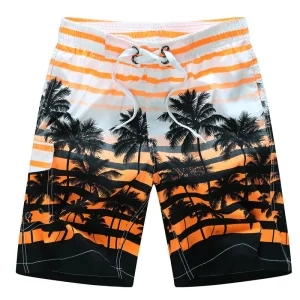 Men's Quick Dry Board Shorts Printed Palm Beach Swim Wear Shorts