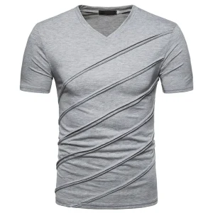 Summer Men's New Fashion Short Sleeve T Shirt Men Casual V Neck Tees
