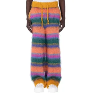 Men Mohair Pants Knitted Designer Sweater Trousers Drawstring Fuzzy  Winter Loose Knit Pants Men