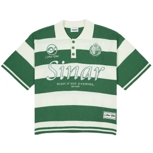 Sweater Men Short Sleeve Casual Knitwear Vintage Football Stripe Jumper Polo Shirts Knitted Top Knit Jersey