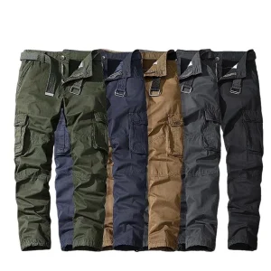 Men's Casual Pants for Spring Autumn 100% Cotton XL Size Multi-Pocket Fashion for Outdoor for Foreign Trade