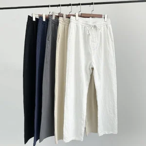 Thin Casual Pants Men's Long Pants Loose Lightweight Summer Casual Linen Trousers