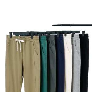 Autumn New Men's Loose Sports Pants 300g Twill Cotton Retro Casual Style Long Pants with Mid Waist Flat Front