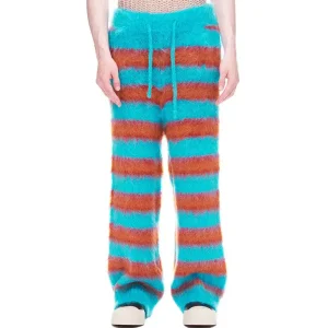 Men Knit Sweater Trousers Winter Knitwear Men Knitted Pants Fuzzy Men Drawstring Mohair Knit  Pants Men