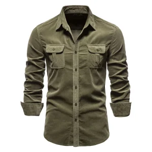 High Quality New Design Corduroy Long Sleeve Casual Shirts Shirt for Men