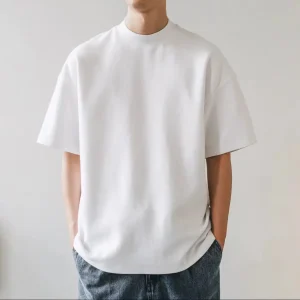 400g Heavy Cotton 100% Cotton Solid Opaque Short Sleeve Small Neckline Loose Plus Size Bottoming Top for Men Women American